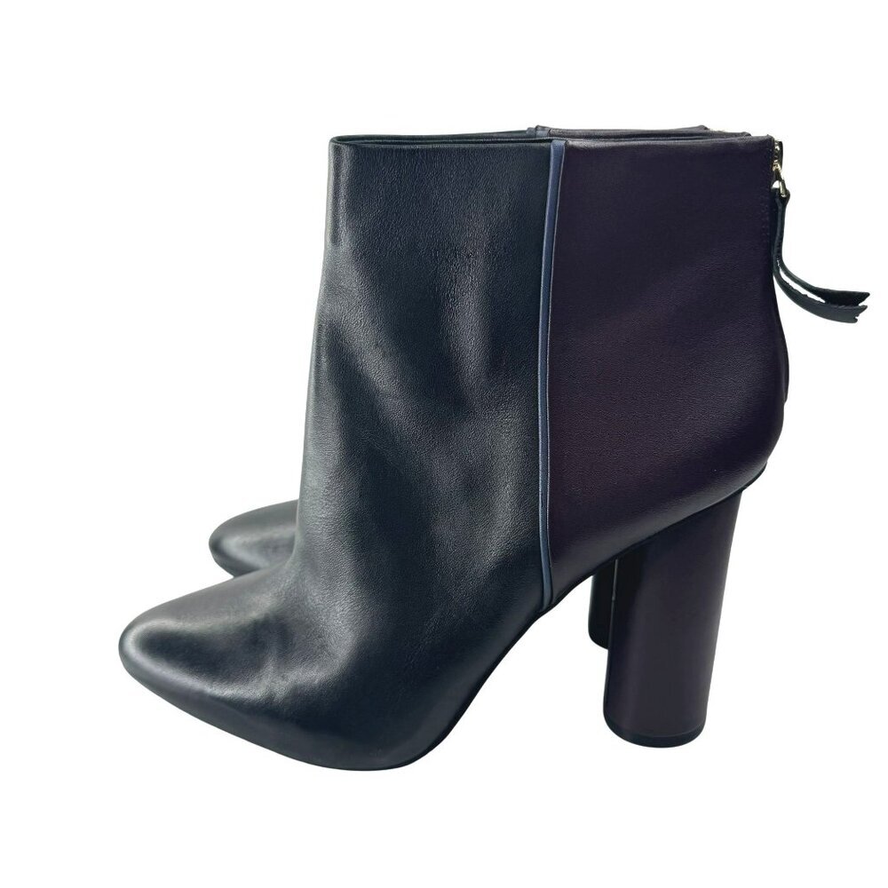 Cabi Bisset Color Block Black Plum Two-Tone‎ Leather Ankle Boots Size 10M